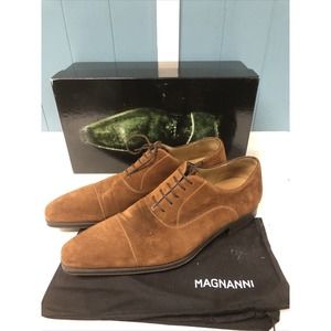 Magnanni Camel Brown lace up Cap Toe Oxford Suede Shoes Men's Size 11
